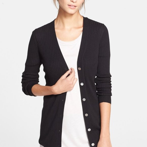 Vince Black 100% Cashmere Ribbed Cardigan - Picture 8 of 16